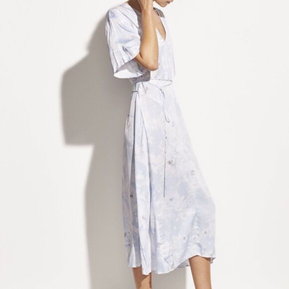 Vince Painted Magnolia V-Neck Midi Dress in Size XL - Picture 5 of 15